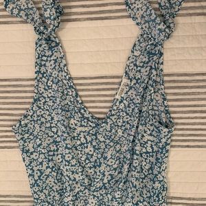 Blue and white floral maxi dress